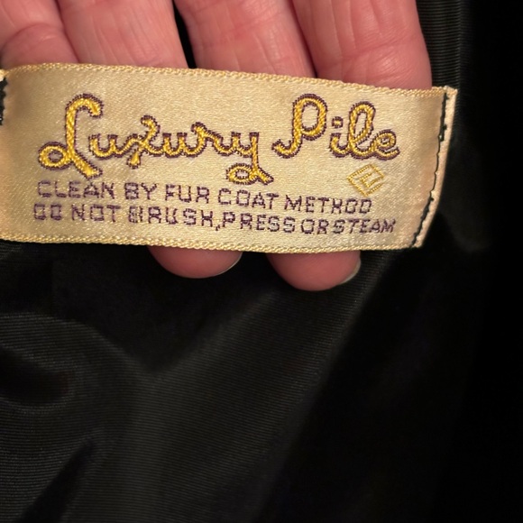 1950’s curly lambs wool jacket w fur collar Black Vintage - Picture 6 of 8